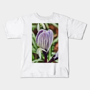 crocus snowdrop and water droplets Kids T-Shirt